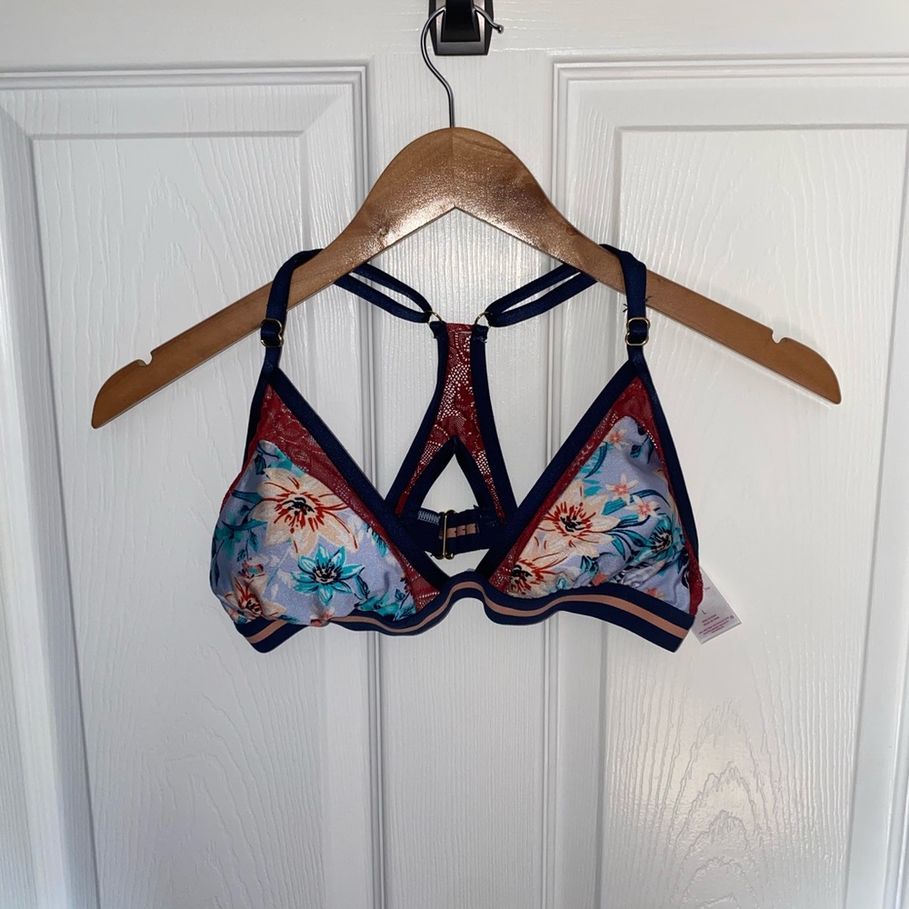 Blue multicolored bikini top